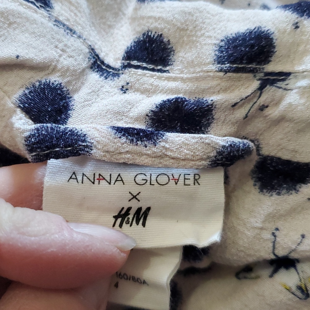 H&M x Anna Glover Navy Polka Dot Blazer Size 4 - Picture 6 of 8